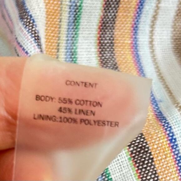 6 Shore Road Linen Jumpsuit Womens Size S Stripe Cutout Bandeau Boho Vacation - Picture 11 of 12